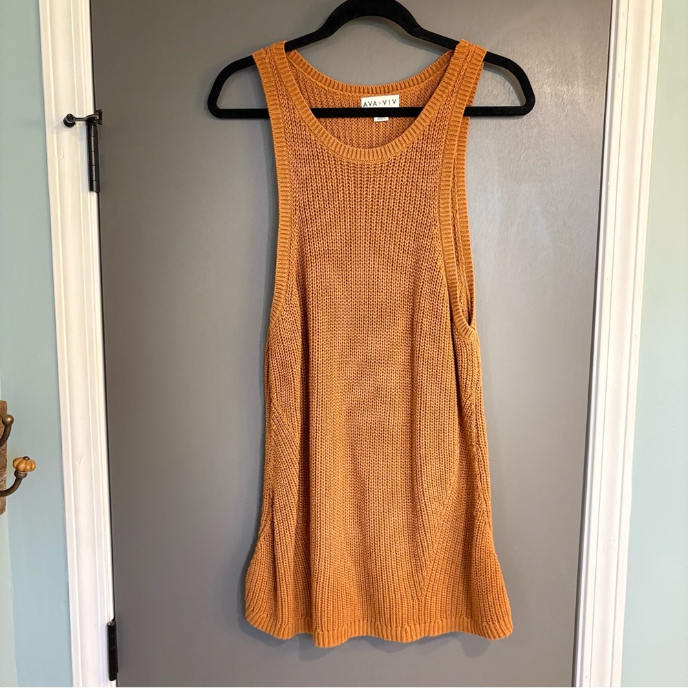 Ava Viv Orange Knit Sleeveless Top